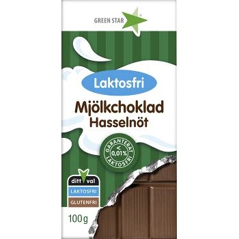 Green Star milkchocolate hazelnut (G, L) 100g